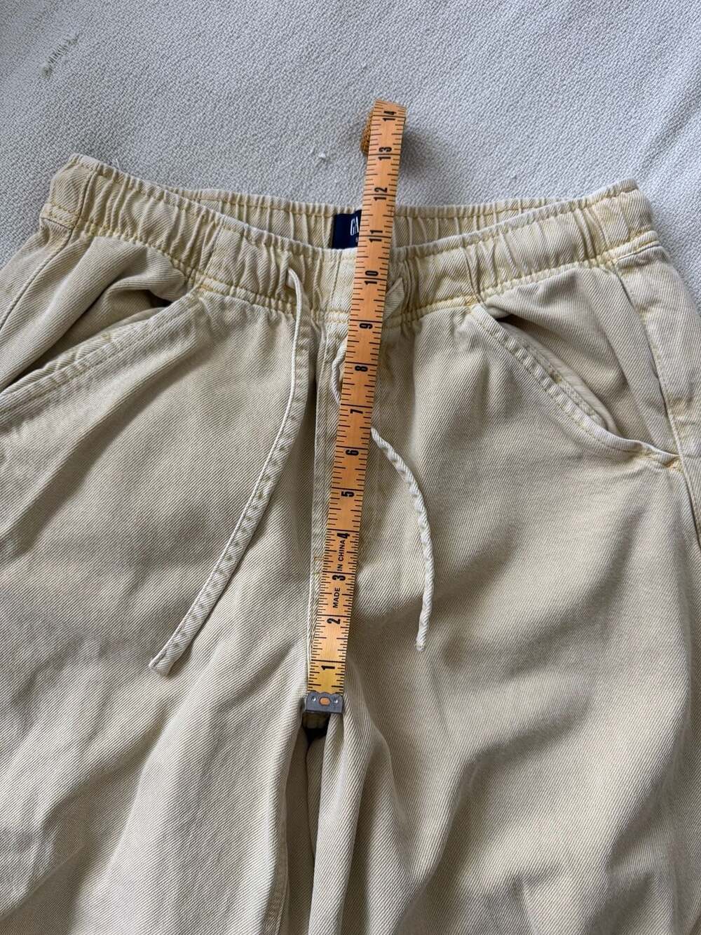 Gap Ultrasoft Denim Barrel Leg Drawstring Pants in Tan - Picture 5 of 6